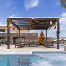 PURPLE LEAF Athena Outdoor Louvered Pergola Adjustable Metal Roof Bronze Hardtop Gazebo Patio Pavilion