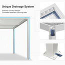 PURPLE LEAF Athena Louvered Pergola Modern White Pergola with Adjustable Roof for Deck Backyard Garden