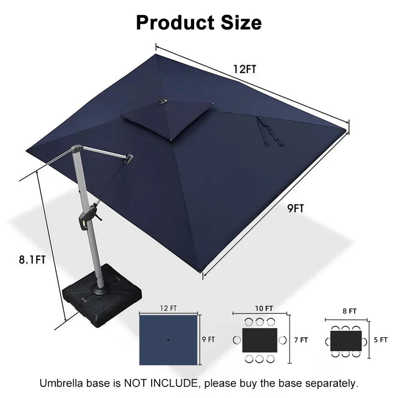 PURPLE LEAF Double Top Rectangle Outdoor Classic Umbrella