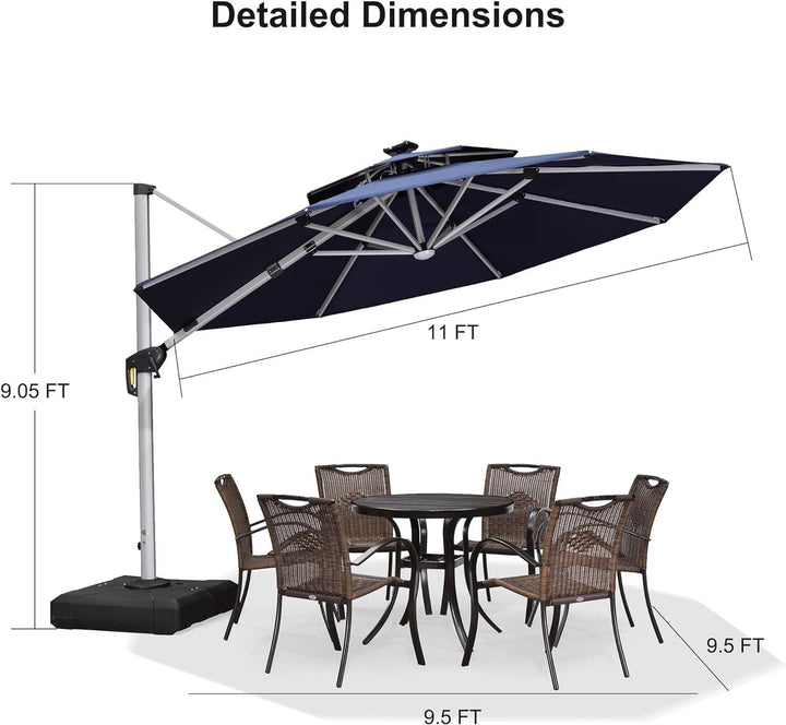 PURPLE LEAF Double Top Round Outdoor LED Umbrellas