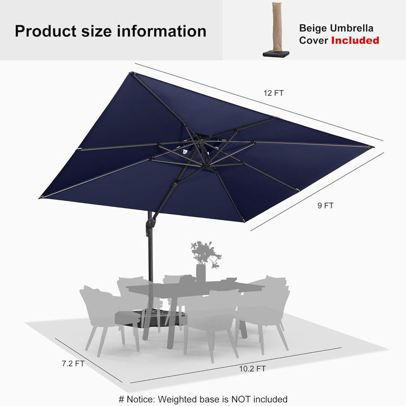 PURPLE LEAF Double Top Square Outdoor Standing Umbrella