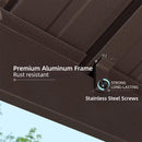 PURPLE LEAF Hardtop Grill Gazebo for Patio Bronze&Grey Permanent Metal Roof Outside Sun Shade Outdoor BBQ Canopy with String Lights