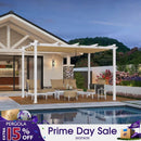 PURPLE LEAF Outdoor Retractable Pergola with Double Sun Shade Canopy Grey/White Heavy-Duty Aluminum Pergola for Garden