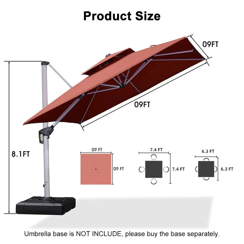 PURPLE LEAF Double Top 360 Degree  Rotation Square Patio Classic Umbrella