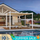 PURPLE LEAF Outdoor Retractable Pergola with Double Sun Shade Canopy Grey/White Heavy-Duty Aluminum Pergola for Garden