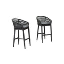 PURPLR LEAF Bar Stools Chair Set of 2, Rattan and Aluminum Frame with Comfortable Cushion