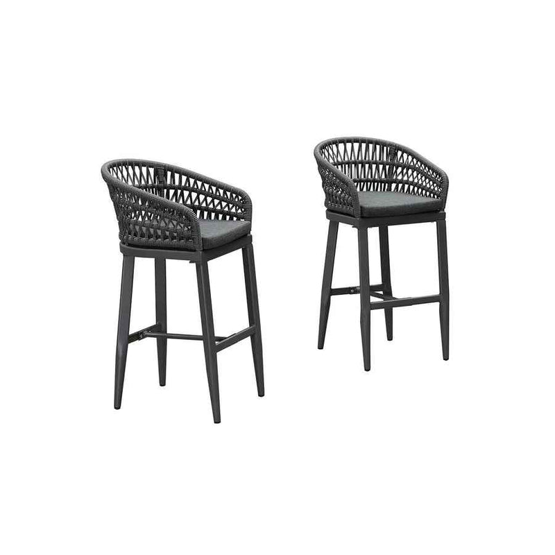 PURPLE LEAF Modern Bar Stools Set of 2, Aluminum Bar Stool with Cushion for Indoor and Outdoor, Kitchen Island