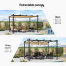 PURPLE LEAF Outdoor Retractable Pergola with Double Sun Shade Canopy White Heavy-Duty Aluminum Pergola