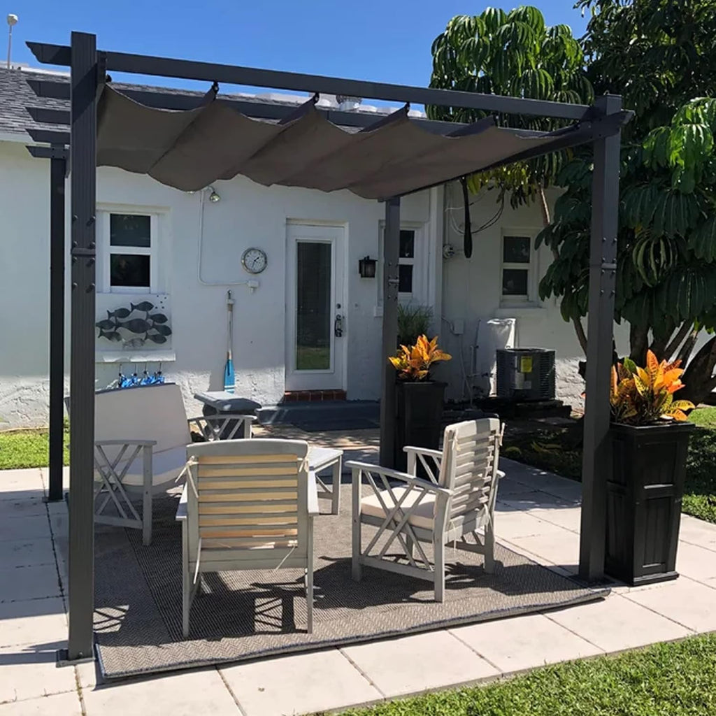 PURPLE LEAF Outdoor Retractable Pergola Patio Shelter for Garden Porch ...