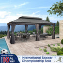 PURPLE LEAF Patio Gazebo for Backyard Grey Hardtop Galvanized Steel Roof Awning with Upgrade Curtain