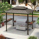 PURPLE LEAF 6' X 8' Hardtop Grill Gazebo for Patio Permanent Metal Roof with 2 Side Shelves Deck Yard Tent Aluminum Garden Outside Sun Shade Outdoor BBQ Canopy