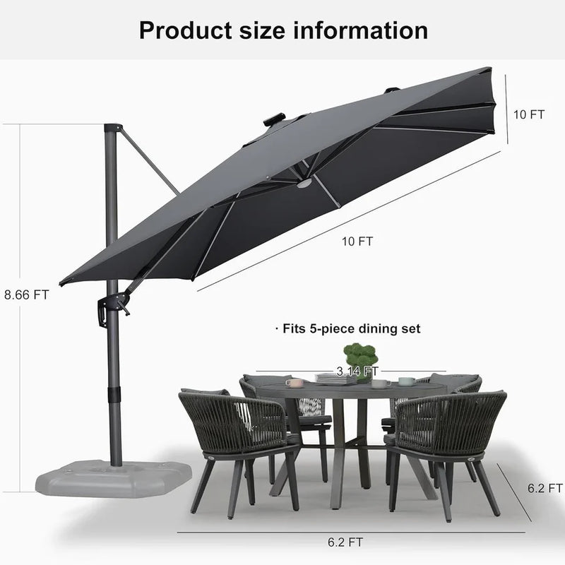 PURPLE LEAF LED Economical 10ft Patio Umbrellas Outdoor Umbrella with Lights