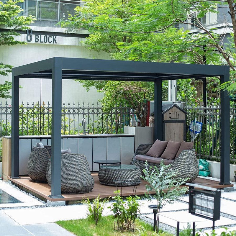 PURPLE LEAF Louvered Pergola Outdoor Aluminum Pergola Patio Pergola with Adjustable Roof for Deck Garden Yard Hardtop Gazebo
