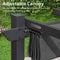 PURPLE LEAF Outdoor Retractable Pergola Patio Shelter for Garden Porch Beach Pavilion Grill Gazebo with Lights