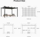 PURPLE LEAF 9.5' X 13' Outdoor Retractable Pergola Against The Wall with Shade Canopy Patio Aluminum Shelter
