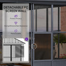 PURPLE LEAF Sunroom Hardtop Gazebo Solarium Grey Galvanized Steel Double Roof All-Weather Aluminum Outdoor Screen House with String Lights