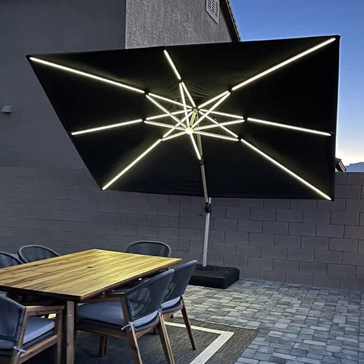 PURPLE LEAF Double Top Rectangle Outdoor LED Umbrellas