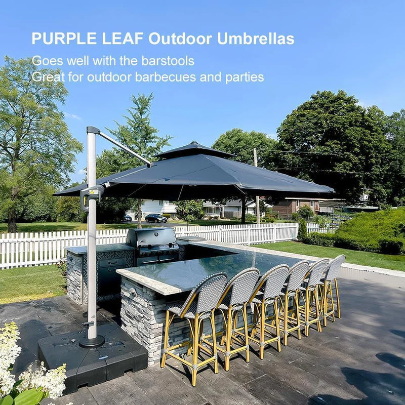 PURPLE LEAF Double Top Rectangle Outdoor Classic Umbrella