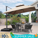 PURPLE LEAF Cantilever Patio Umbrella Gray Pole Outdoor Umbrella with UV Protection