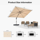 PURPLE LEAF Hailar Deluxe Aluminum Patio Umbrella with Base, Square and Rectangular Umbrella