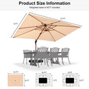 PURPLE LEAF Double Top Rectangle Aluminum Umbrellas in Wood Color