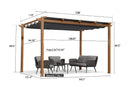 PURPLE LEAF Outdoor Retractable Pergola with Sun Shade Canopy Natural Wood Grain Frame Grill Gazebo