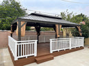 PURPLE LEAF Outdoor Hardtop Gazebo for Garden Bronze Double Roof Aluminum Frame Pavilion