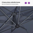 PURPLE LEAF Lateral Tilt Patio Umbrella with Base, 360° Swivel Cantilever Umbrella with Stand