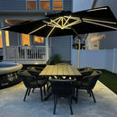 PURPLE LEAF Solar Powered Umbrella LED Rectangular Patio Umbrella with Lights