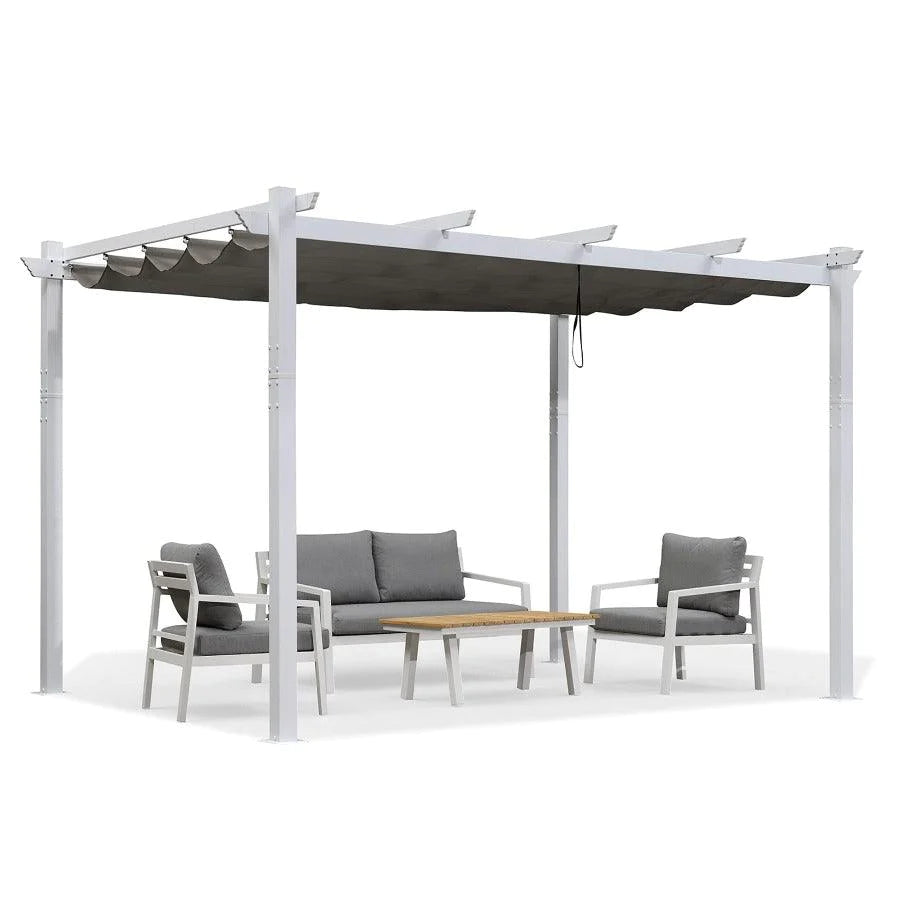 PURPLE LEAF Outdoor Retractable Pergola with Sun Shade Canopy
