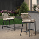 PURPLE LEAF 2 Set Outdoor Bar Stool Chair Set, Modern Counter Height Stool, Cushion Included