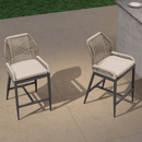 PURPLE LEAF 2 Set Outdoor Bar Stool Chair Set, Modern Counter Height Stool, Cushion Included