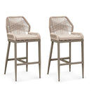 PURPLE LEAF 2 Set Outdoor Bar Stool Chair Set, Modern Counter Height Stool, Cushion Included