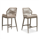 PURPLE LEAF 2 Set Outdoor Bar Stool Chair Set, Modern Counter Height Stool, Cushion Included