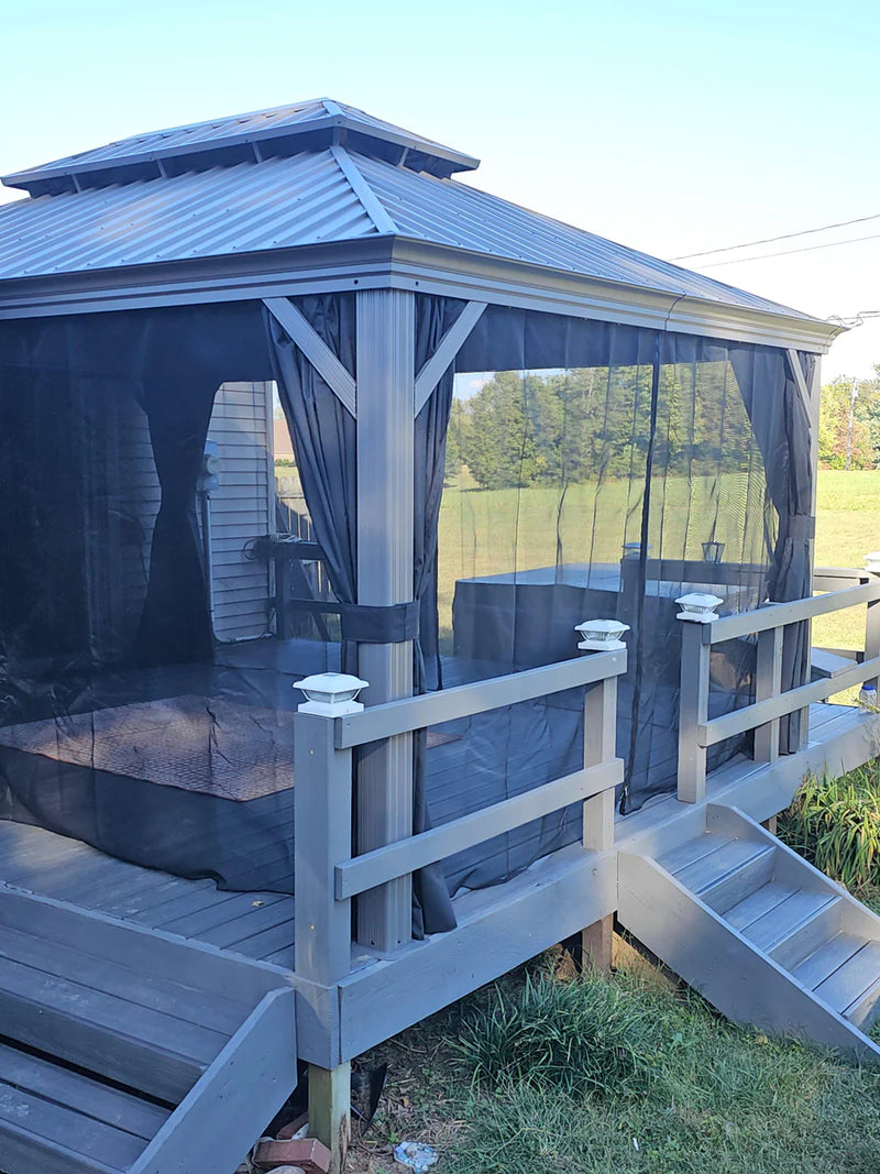 PURPLE LEAF Patio Gazebo For Backyard | Hardtop Galvanized Steel Frame With Upgrade Curtain | Light Grey