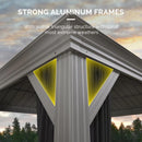 PURPLE LEAF Patio Gazebo for Backyard Hardtop Galvanized Steel Frame with Upgrade Curtain Light Grey