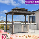 PURPLE LEAF Hardtop Grill Gazebo for Patio Permanent Metal Roof Outside Sun Shade Outdoor BBQ Canopy