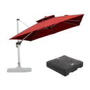 [ Umbrella with Base Set ]PURPLE LEAF Double Top 360 Degree  Rotation Square Patio Classic Umbrella with Base