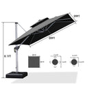 [ Umbrella with Base Set ]PURPLE LEAF Double Top 360 Degree  Rotation Square Patio Classic Umbrella with Base