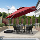 [ Umbrella with Base Set ]PURPLE LEAF Double Top 360 Degree  Rotation Square Patio Classic Umbrella with Base