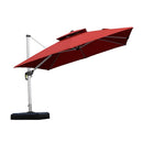 [ Umbrella with Base Set ]PURPLE LEAF Double Top 360 Degree  Rotation Square Patio Classic Umbrella with Base