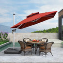 [ Umbrella with Base Set ]PURPLE LEAF Double Top 360 Degree  Rotation Square Patio Classic Umbrella with Base