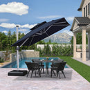 [ Umbrella with Base Set ]PURPLE LEAF Double Top 360 Degree  Rotation Square Patio Classic Umbrella with Base