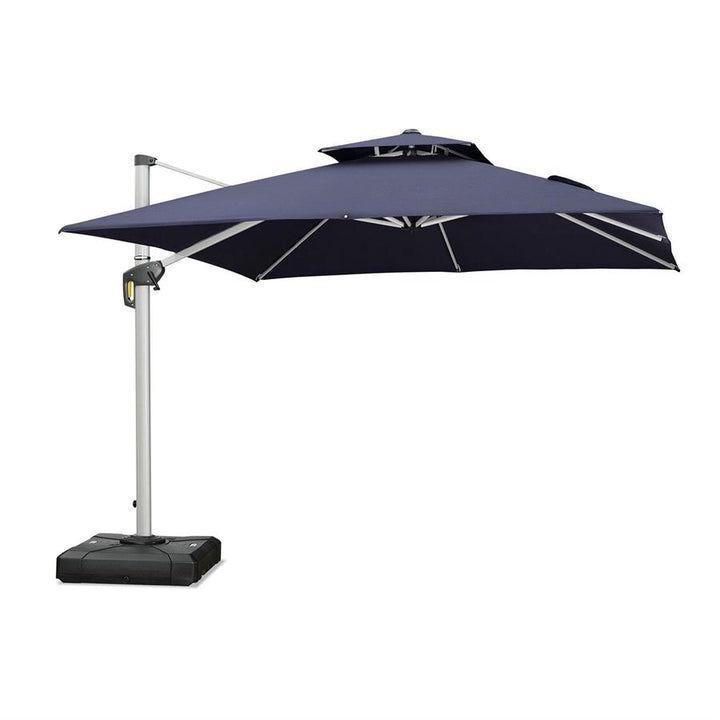 [ Umbrella with Base Set ]PURPLE LEAF Double Top 360 Degree  Rotation Square Patio Classic Umbrella with Base