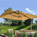 [ Umbrella with Base Set ]PURPLE LEAF Double Top 360 Degree  Rotation Square Patio Classic Umbrella with Base