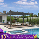 PURPLE LEAF Outdoor Pergola with Retractable Canopy Aluminum Shelter for Porch Garden Beach