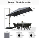 PURPLE LEAF Hailar Deluxe Aluminum Patio Umbrella with Base, Square and Rectangular Umbrella