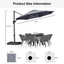PURPLE LEAF Affordable Outdoor Umbrella with Base, Round Cantilever Umbrella for Garden