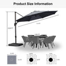 PURPLE LEAF Affordable Outdoor Umbrella with Base, Round Cantilever Umbrella for Garden