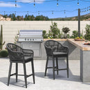 PURPLE LEAF Patio Chairs, 2 Set Outdoor Bar Stools Modern Counter Height Bar, Cushions Included